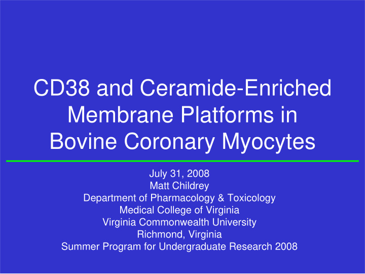 cd38 and ceramide enriched membrane platforms in bovine