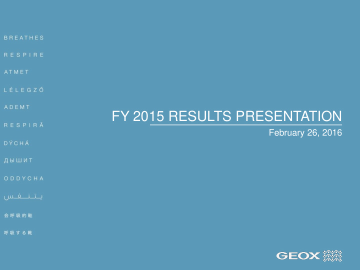 fy 2015 results presentation