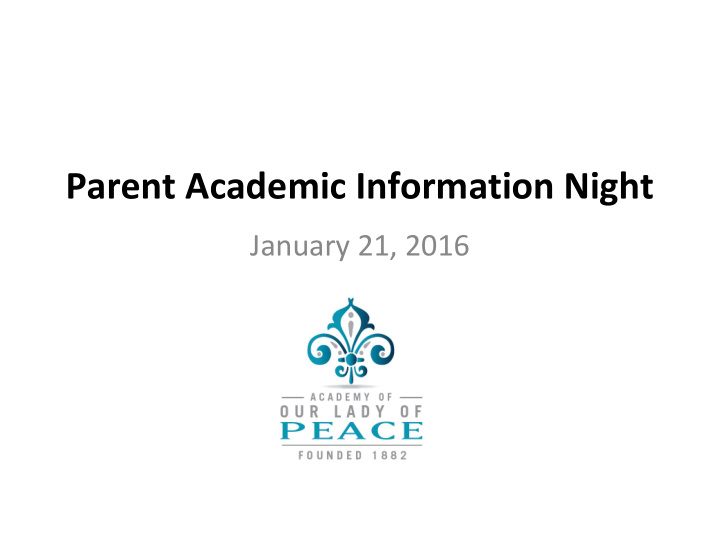 parent academic information night