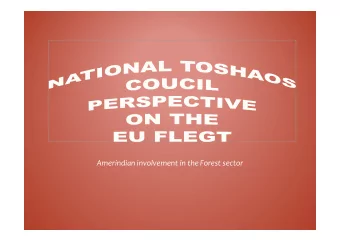 Amerindian involvement in the Forest sector  COMPOSITION AND ESTABLISHMENT  OF THE NATIONAL TOSHAOS