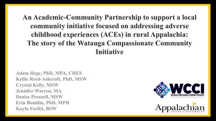 an academic community partnership to support a local