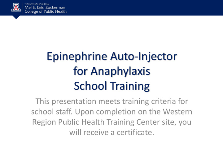 epinephrine auto injector for anaphylaxis school training
