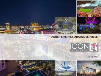 OWNERS REPRESENTATIVE SERVICES  July 13, 2017  ICON WORLDWIDE  15  NEW ARENAS  9  ARENA