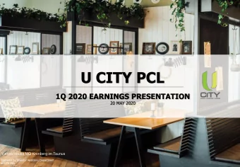 U CITY PCL  1Q 2020 EARNINGS PRESENTATION  20 MAY 2020  Vienna House MQ Kronberg im Taunus
