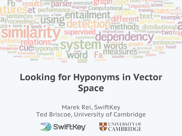 looking for hyponyms in vector space