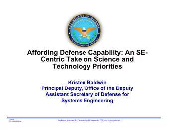 Technology Priorities  Kristen Baldwin  Principal Deputy, Office of the Deputy  Assistant Secretary
