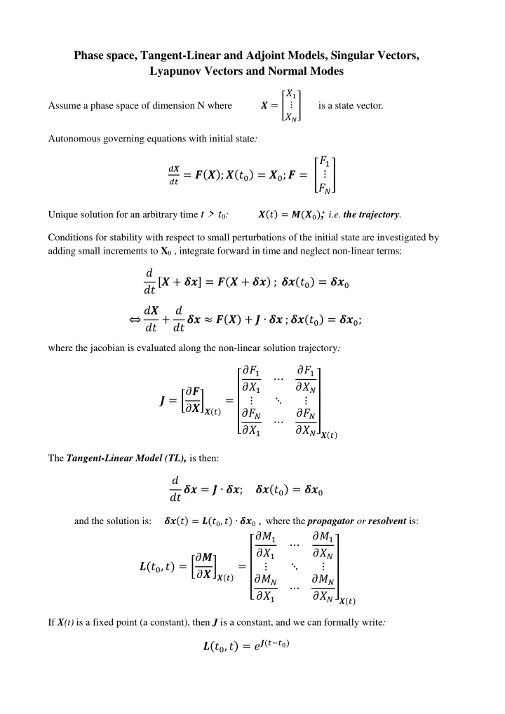 where the jacobian is evaluated along the non linear