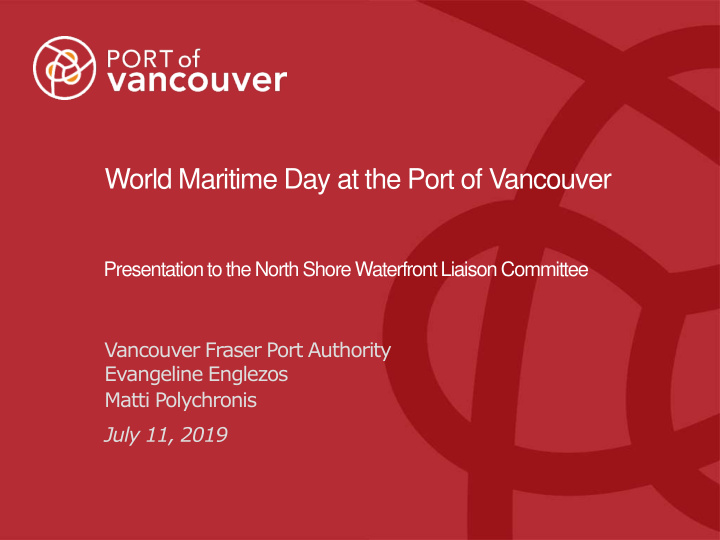 world maritime day at the port of vancouver