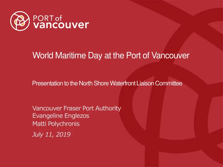 world maritime day at the port of vancouver
