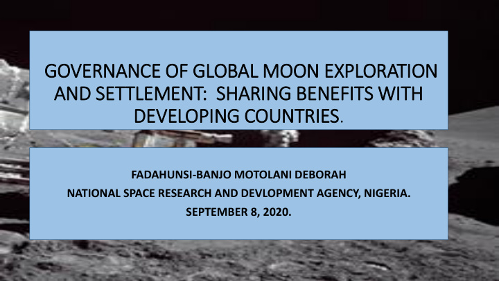 governance of global moon exploration