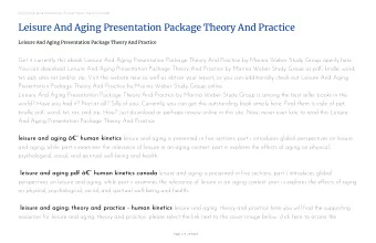 Leisure And Aging Presentation Package Theory And Practice  Leisure And Aging Presentation Package