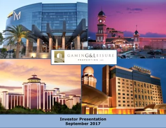 Investor Presentation  September 2017  Company Overview  Forward Looking Statements This