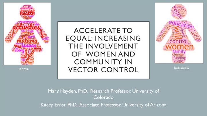 accelerate to equal increasing the involvement of women