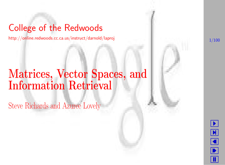 matrices vector spaces and information retrieval