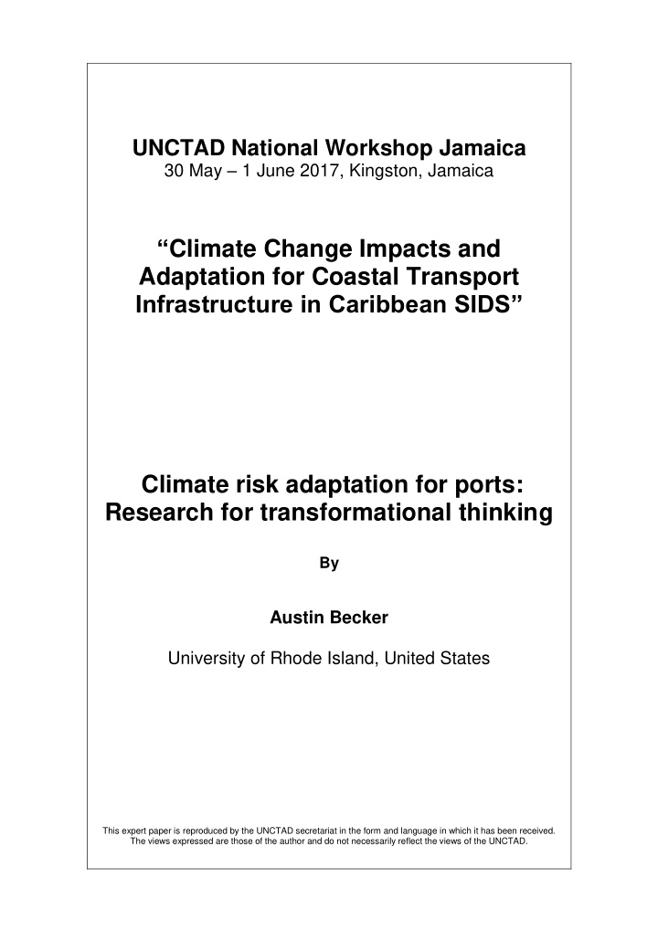 climate change impacts and adaptation for coastal