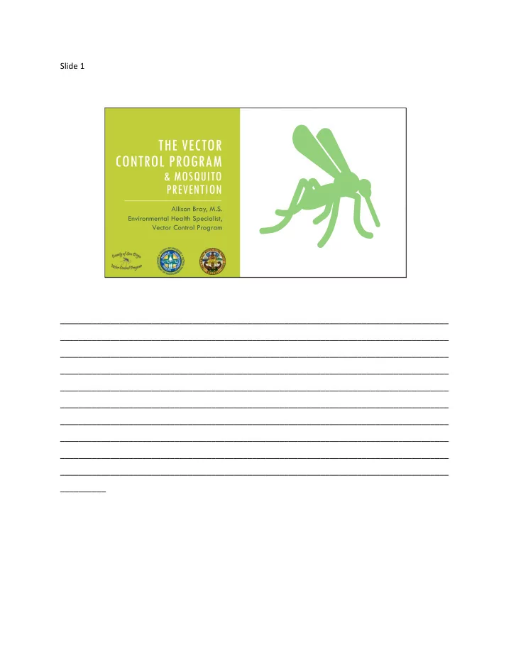 the vector control program