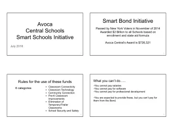 Smart Bond Initiative  Avoca  Passed by New York Voters in November of 2014  Central Schools