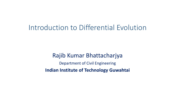 introduction to differential evolution