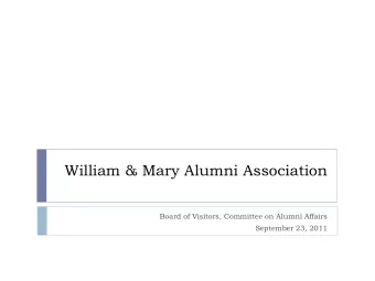 William &amp; Mary Alumni Association  Board of Visitors, Committee on Alumni Affairs  September