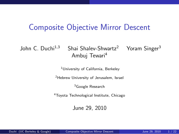 composite objective mirror descent