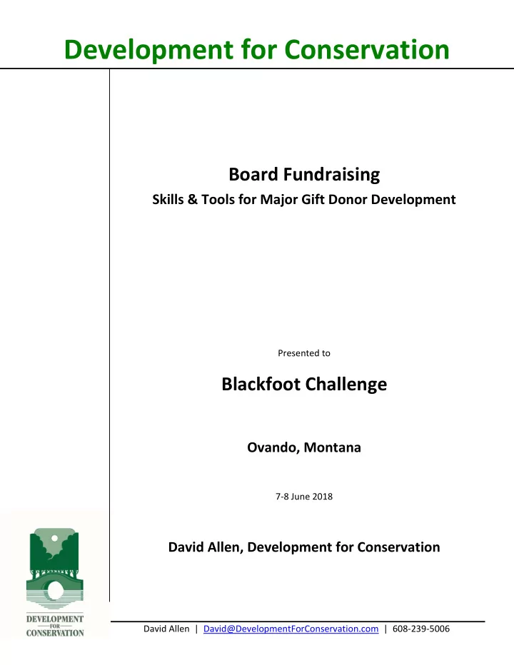 development for conservation