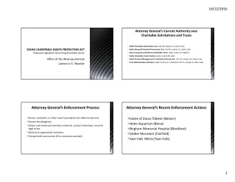 10/12/2016  Idaho Charitable Solicitations Act , title 48, chapter 12, Idaho Code  Idaho