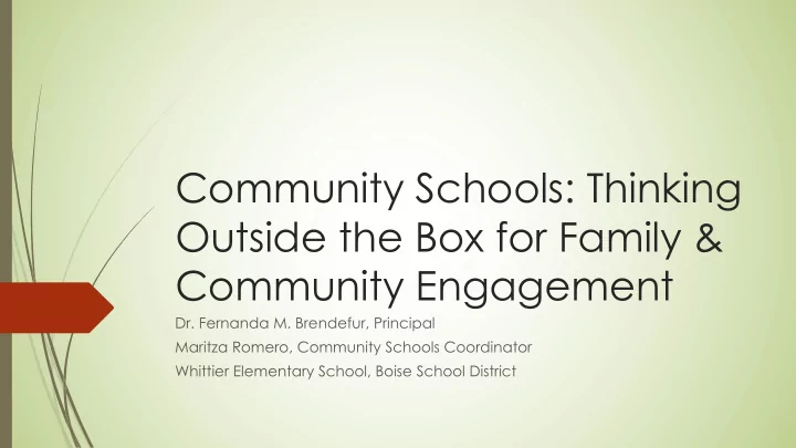 community schools thinking outside the box for family
