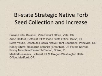 Bi-state Strategic Native Forb  Seed Collection and Increase  Susan Fritts, Botanist, Vale District