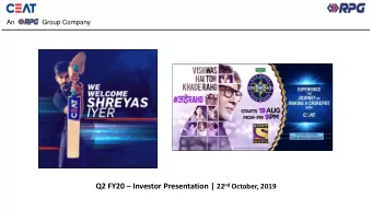 Disclaimer  This presentation may include statements which may constitute forward-looking