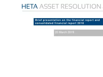 20 March 2019 C ONTENT  I. Executive Summary  II. Main Achievements  III. Outlook B RIEF