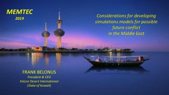 MEMTEC  Considerations for developing  2019  simulations models for possible  future conflict  in