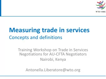 Measuring trade in services  Concepts and definitions  Training Workshop on Trade in Services