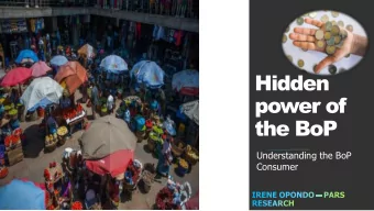 power of  the BoP  Understanding the BoP  Consumer Marslows Framework : Global view  &gt;USD