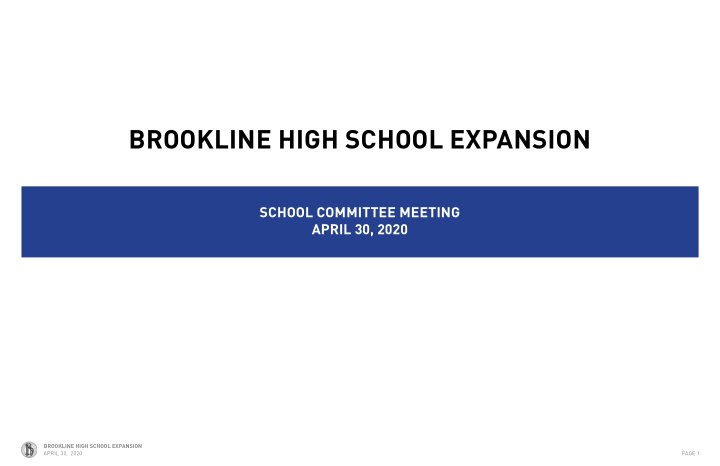 brookline high school expansion