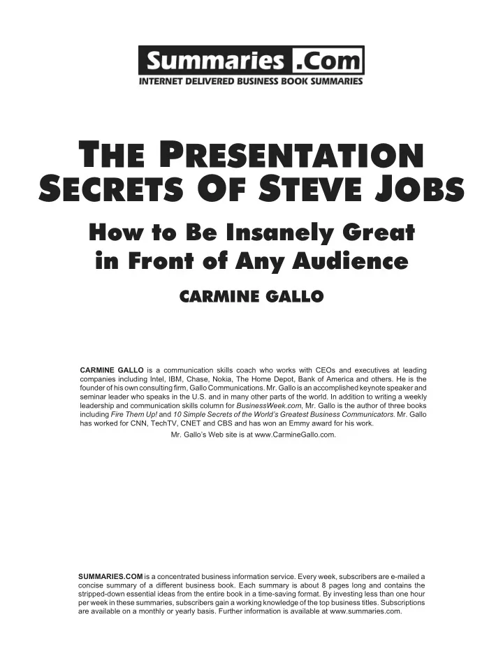 main idea steve jobs is the definitive gold standard when
