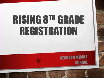 RISING 8 TH GRADE  REGISTRATION  REQUIRED CORE CLASSES (5)  ENGLISH 8       OR      ENGLISH 8 HN