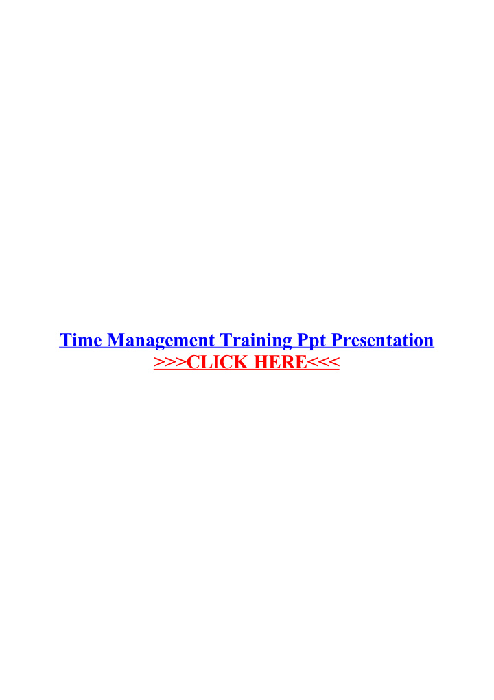 time management training ppt presentation