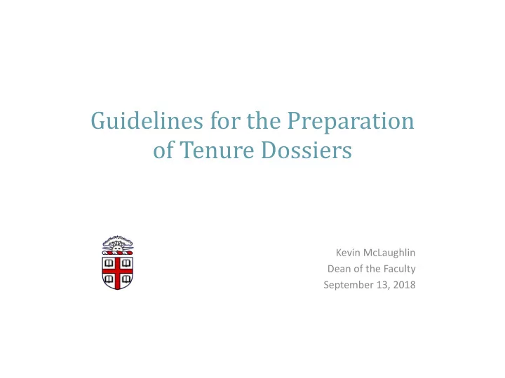 guidelines for the preparation of tenure dossiers