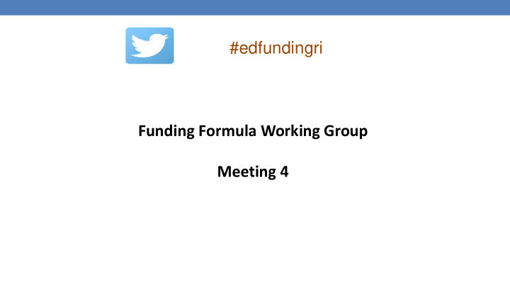funding formula working group