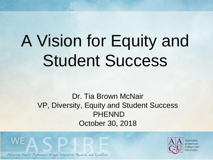 a vision for equity and student success
