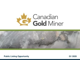 Public Listing Opportunity  Q1 2020  Forward Looking Statements  Certain information contained in