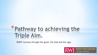*  DSRIP Journey through the good, the bad and the ugly. * Our Hospital * Our Team * Our Processes