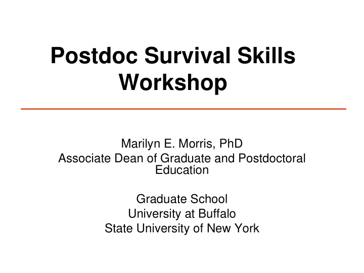 postdoc survival skills workshop