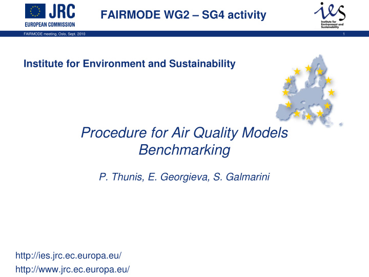 procedure for air quality models benchmarking