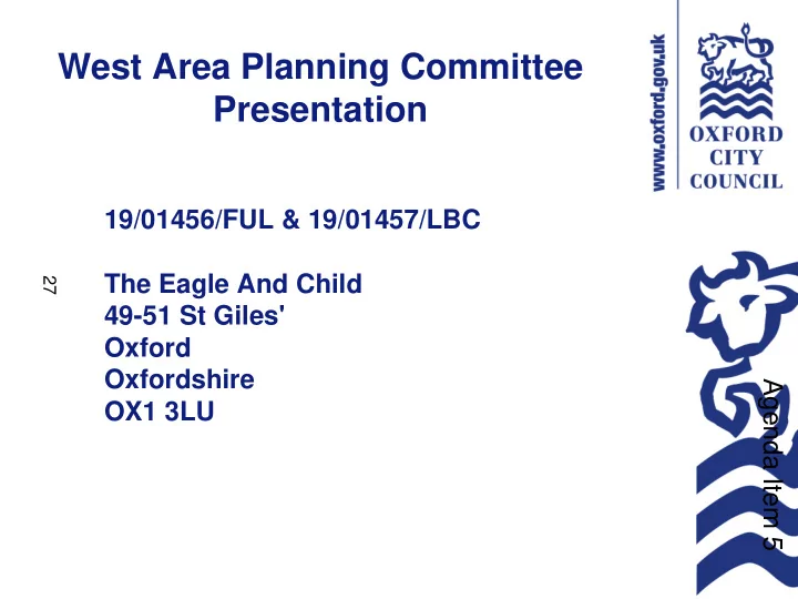 west area planning committee presentation