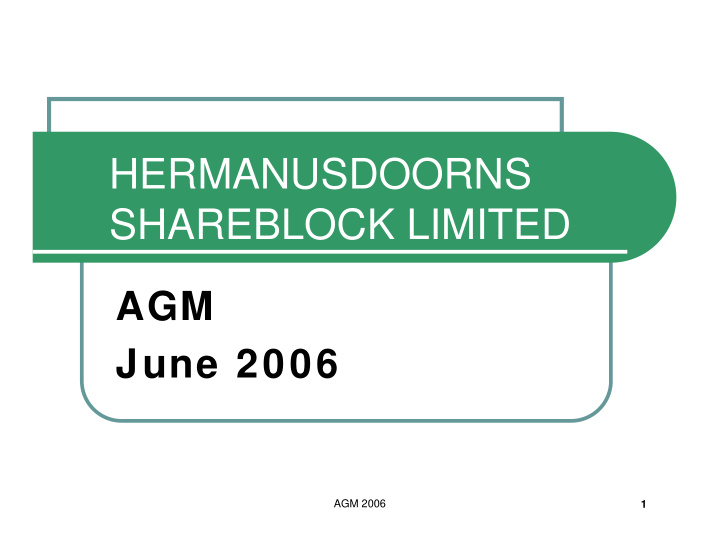 hermanusdoorns shareblock limited