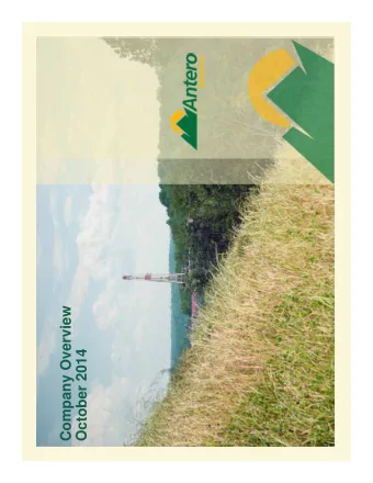 Company Overview  October 2014  FORWARD-LOOKING STATEMENTS  This presentation contains