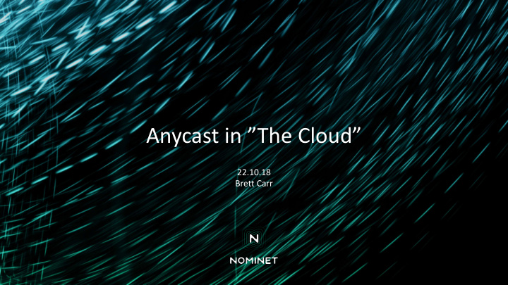 anycast in the cloud