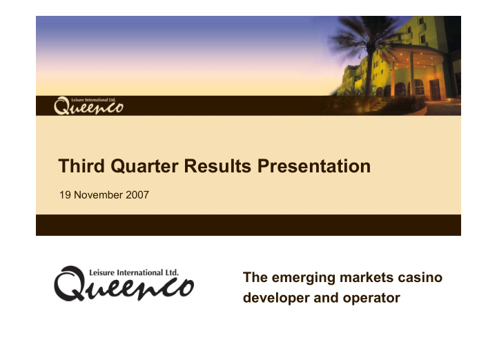 third quarter results presentation