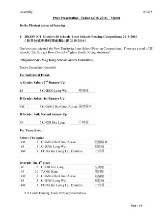 Assembly  160315  Prize Presentation - Senior (2015-2016)  March  In the Physical aspect of